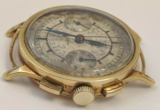 Rare Early Vintage Universal Geneve Compur 18k yellow gold chronograph wire lugs 4