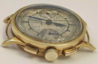Rare Early Vintage Universal Geneve Compur 18k yellow gold chronograph wire lugs 5