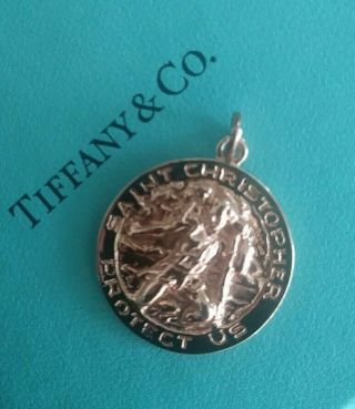 TIFFANY & CO VINTAGE 14K SOLID GOLD SAINT CHRISTOPHER PENDANT RARE COLLECTABLE. 3