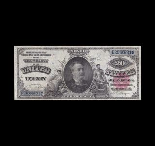 Extremely Rare Red Seal 1891 $20 Silver Certificate Manning Strong Very Fine