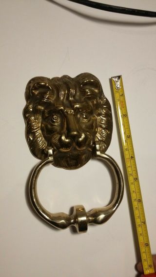 Vintage Solid Brass Lion Head Door Knocker | 8 " Long | English Ornamental Style