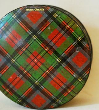 Mauchline Ware Prince Charlie Tartan Round Lidded Tin Lined Snuff Box Lovely
