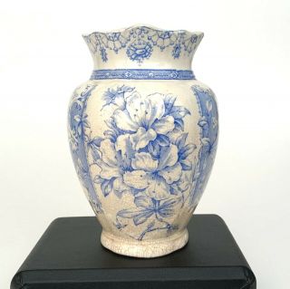 Antique 19th Century - 1893 F.  Winkle & Co - English Blue Transfer Ware Vase 8.  75 "