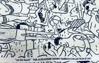 Alexander Henry Black And White " On The Beach " 2007 Rare Quilting Fabric