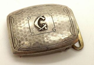 Wow Incredible Art Deco Raised Letter G Sterling Silver Belt Buckle 7.  25 Grams
