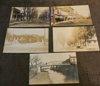 5 Rare Antique Weedsport Ny Rppc Photo Postcards Trolley Station,  Streets,