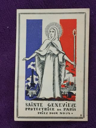 Rare Image Pieuse " Sainte Geneviève " Protectrice De Paris Diffusée En 1939