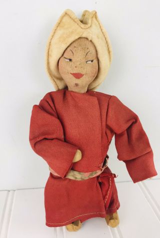 Antique Vintage Russian Stockinette Doll Soviet Union Kirquiz 7.  5” 3