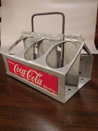 Vintage 1950s Coca - Cola Aluminum 6 - Pack Bottle Carrier W/handle,  Coke Antique