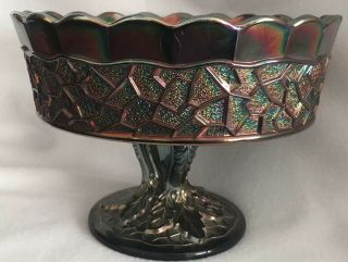 Rare Antique Irridecent Amethyst Carnival Glass Maple Leaf Lg Berry Bowl Dugan