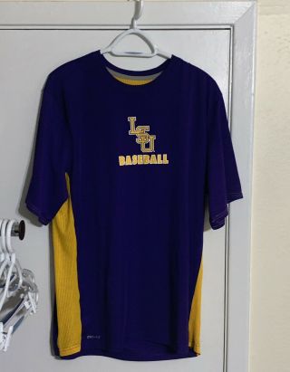 Nike Lsu Tigers Baseball Team Issued Dri - Fit T - Shirt Shirt Size Xl - Rare Euc