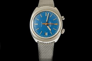 Vintage Omega Chronostop Driver Rare Blue Dial Men ' s Wrist Watch 1969 2