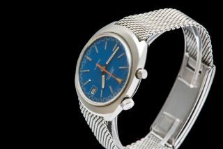 Vintage Omega Chronostop Driver Rare Blue Dial Men ' s Wrist Watch 1969 3