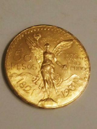 1931 Mexico $50 Pesos Gold Centenario Coin " Rare Scarce " Key Date Low Mintage