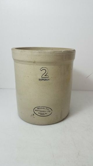 Medalta Potteries Ltd Imperial 2 Crock 10.  5 " X 8.  75 "