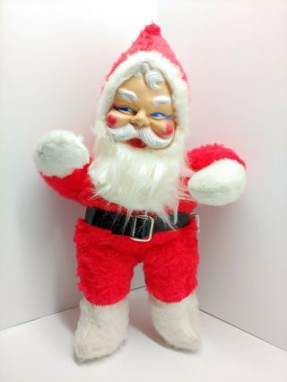 Vintage Rubber Face Santa Plush Doll Genie Toys Inc Stuffed 17 " Christmas