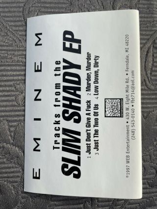 Eminem “Tracks From The Slim Shady EP” Cassette Promo Promotion Rare Grail 1997 5