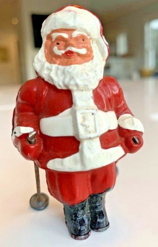 Antique Lead Barclay Santa On Skis B195 Figure Vintage Claus Christmas Usa Toy