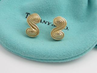 Tiffany & Co Rare 18k Yellow Gold Scroll Stud Earrings
