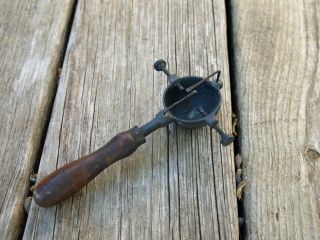 Antique Goldsmith Jeweler Gold Soldering Tool Clamp Vise Iron Bowl Wood Handle