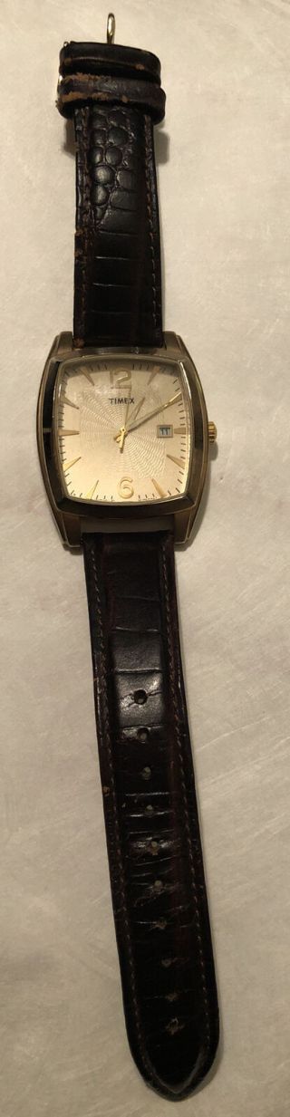 Retro Timex Rectangle Gold Tone Men’s Watch T2g881 Indiglo Wr30m