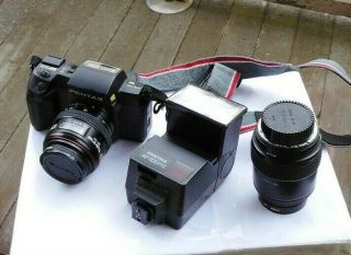 Rare Vintage Pentax Sf10 Film Camera 35mm & Lenses Flash Tokina 70 - 210 & 28 - 70