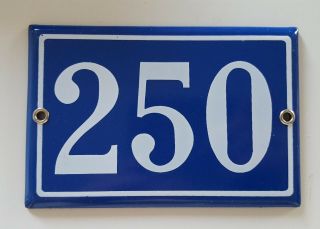250 Vintage Number Sign Steel Enamel Door Address Plaque French Street Plate