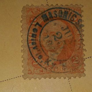 George Washington 2 Cent Stamp Date Stamped On Front Jun 25 1887 Rare