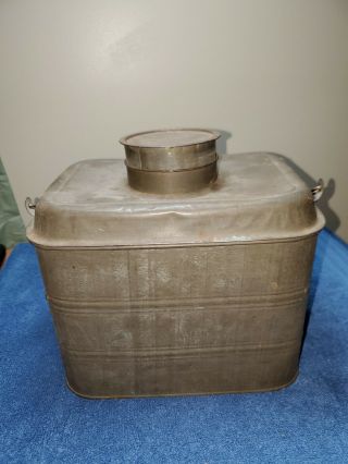 Antique Vintage Tin Metal 4 Piece Coal Miners Rr Lunch Box Pail With Bail Handle