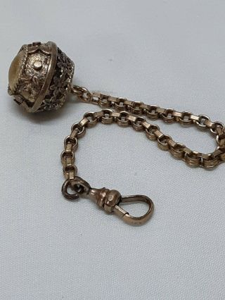 Antique H & A S Yellow Gold & Rose Gold Plated Pocket Watch Fob Chain 5 " Long