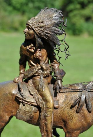 Rare Vienna Bronze Of Indian Scout On The Horse By T Curts,  Carl Kauba,  Austrian
