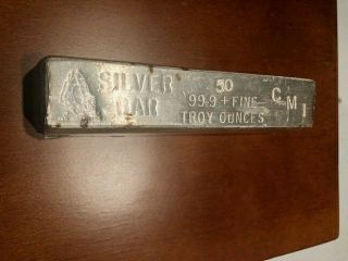 Uss Constituion 50 Oz Poured Silver Bar - Rare - Vintage