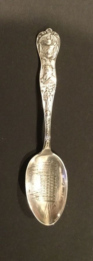 E.  L.  Deacon Sterling Silver Utah Mormon Temple Souvenir Spoon - Rare Pattern