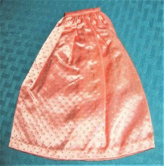 Vintage Barbie Long Pink Satin With Silver Glitter Black & White Label Skirt Htf