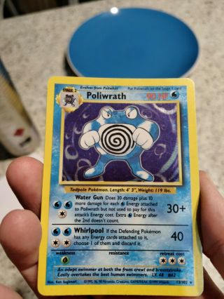 Poliwrath 13/102 Base Set Rare Holographic Wotc Good To Ex Pokemon Card