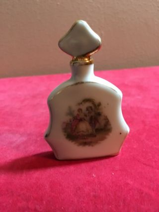 Antique Vintage German Porcelain Portrait Perfume Bottle Handpainted Stamped