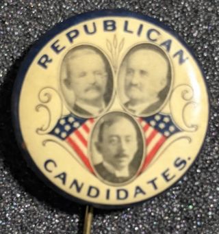 Rare Vintage Antique 1910s Trigate Republican Candidates Campaign Pinback