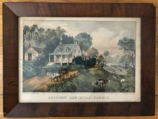 Antique Currier & Ives Lithograph American Homestead Summer In 12 X 16 Frame