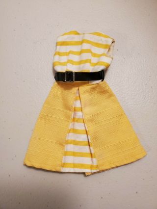 Vintage 1964 Tammy Doll 12 - Inch Doll Clothing Yellow/white Dress With Belt - Japan