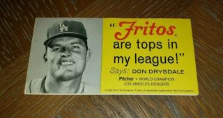 1960 Fritos Ticket Folder Don Drysdale Los Angeles Dodgers Extremely Rare Card
