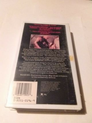 The Toxic Avenger VHS 1987 Lightning Video/Vestron former rental (Street Trash) 2