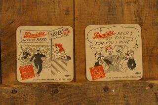 (2) Schmidt ' s Beer Coasters 1930 ' s - 1940 ' s Post Prohibition Cartoons RARE 2