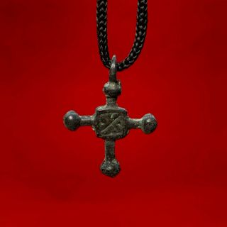 Rare Ancient Bronze Cross Pendant Viking Age 10 - 13 Century Kievan Rus