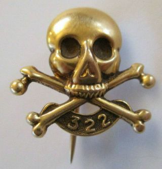 Rare 1890 Skull And Bones Yale Fraternity Secret Society Fairfax Harrison Pin &