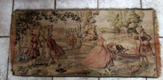 Vintage Large 18 " X 40 " French High Class Party Scene Tapestry