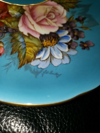 SPECTACULAR and RARE Aynsley Cabbage Rose Teacup and Saucer Signed J A Bailey - 6