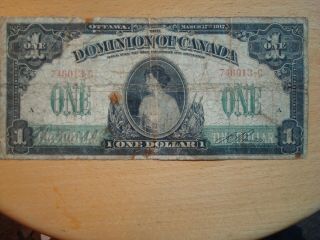 Rare 1917 Dominion Of Canada Ottawa One Dollar $1 $1.  00 Note Bill Pick 32a G4,
