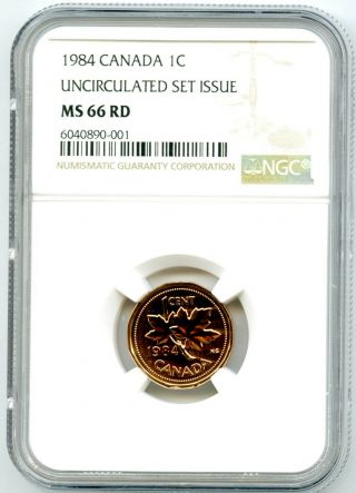 1984 Canada Cent Ngc Ms66 Rd Copper Uncirculated Set Issue Coin Pop=1 Rare