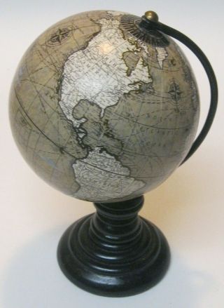 7 " Tall World Globe Of Planet Earth On Stand Wooden Or Resin Home Office Decor