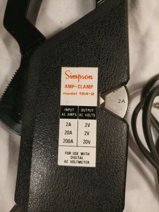 SIMPSON AMP - CLAMP MODEL 154 - 2 AMP - CLAMP 2 - 200 AMP POWER METER 2